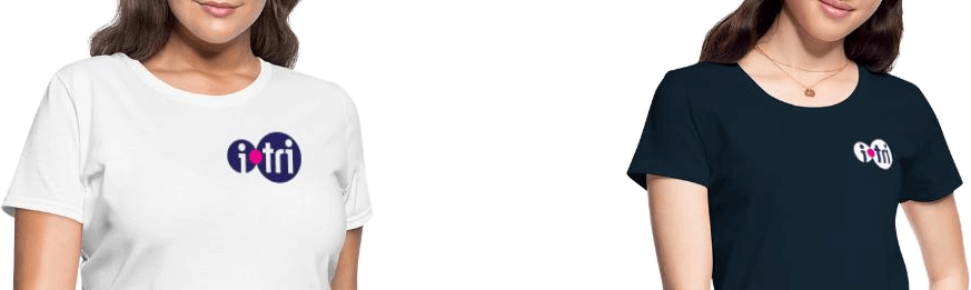 Two girls wearing t-shirts with the i-tri logo